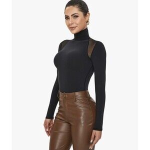 Free hut Women Long Sleeve Mesh Tank Top Double Lined Mock Turtle Neck